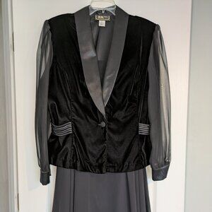 Velvet 2 piece suit below knee